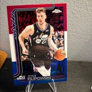NBA Topps Chrome Utah Jazz Kyle Filipowski red white blue insert Duke Blue Devil